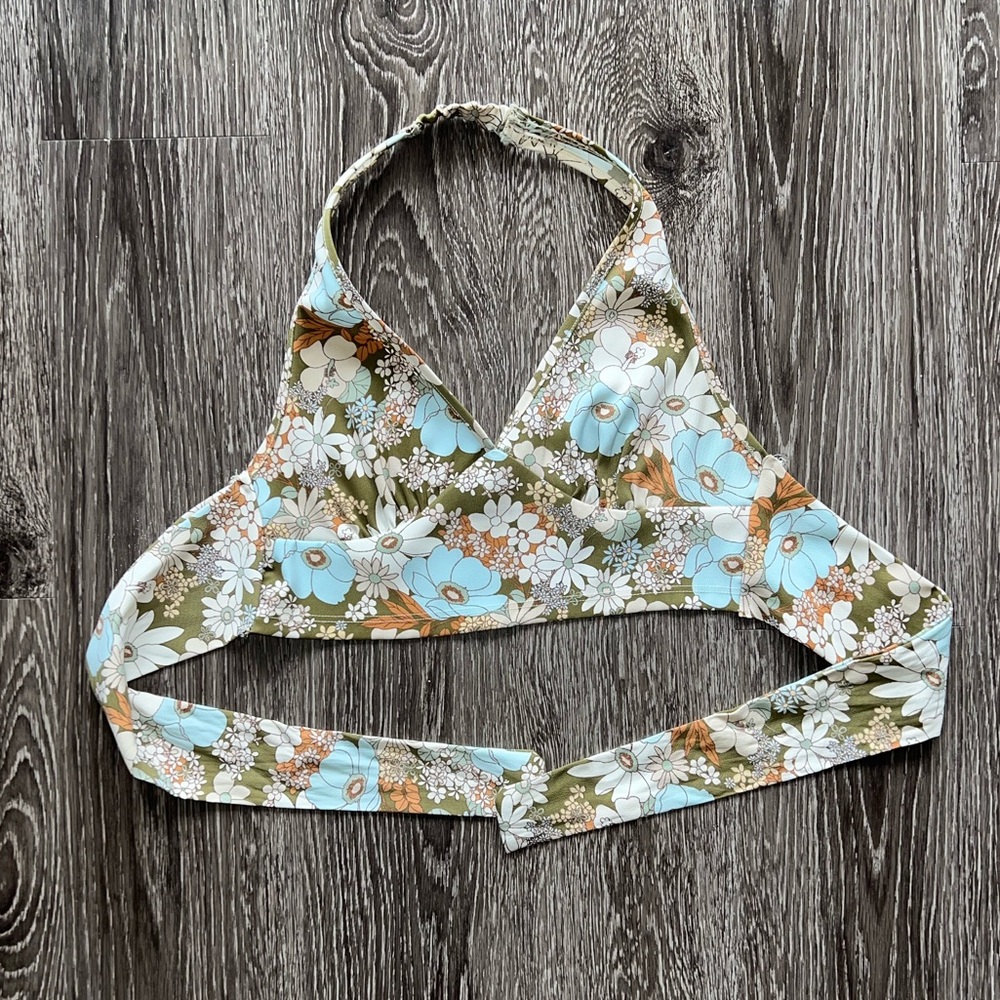 Altar’d State green floral halter crop top